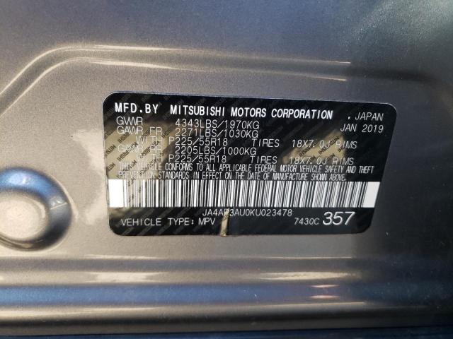 Photo 10 from auction – 2019 MITSUBISHI OUTLANDER with VIN JA4AP3AU0KU023478