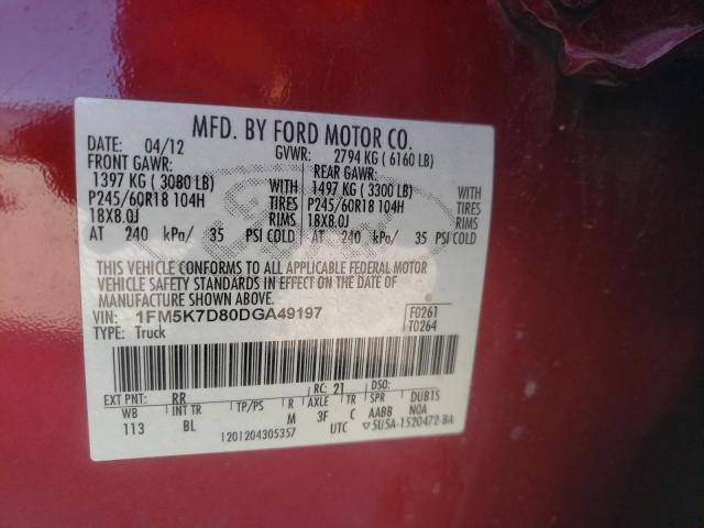 Photo 10 from auction – 2013 FORD EXPLORER X with VIN 1FM5K7D80DGA49197