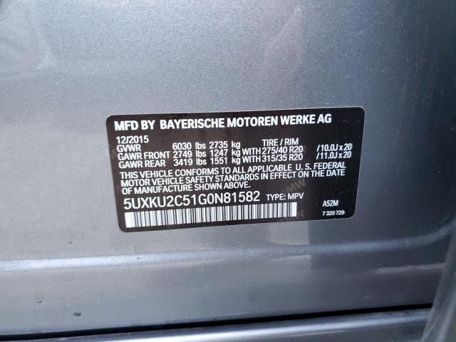 Photo 10 from auction – 2016 BMW X6 XDRIVE3 with VIN 5UXKU2C51G0N81582