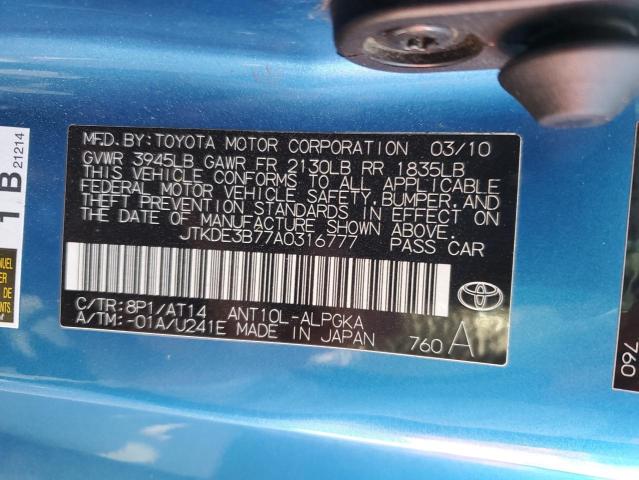 Photo 10 from auction – 2010 TOYOTA SCION TC with VIN JTKDE3B77A0316777