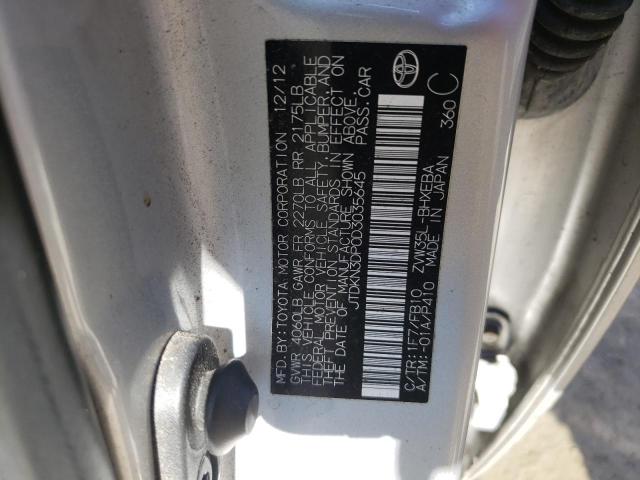 Photo 10 from auction – 2013 TOYOTA PRIUS PLUG with VIN JTDKN3DP0D3035645