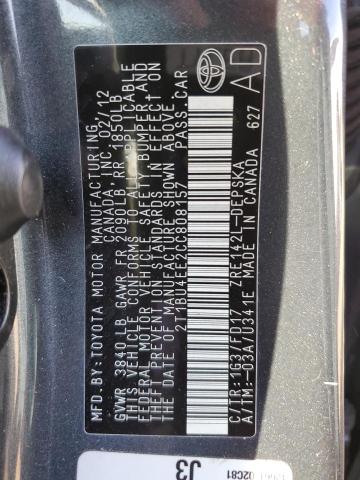 Photo 10 from auction – 2012 TOYOTA COROLLA BA with VIN 2T1BU4EE2CC808157