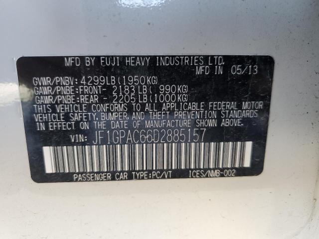 Photo 10 from auction – 2013 SUBARU IMPREZA PR with VIN JF1GPAC66D2885157