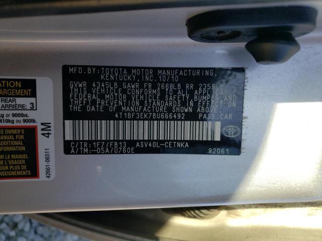 Photo 10 from auction – 2011 TOYOTA CAMRY BASE with VIN 4T1BF3EK7BU666492