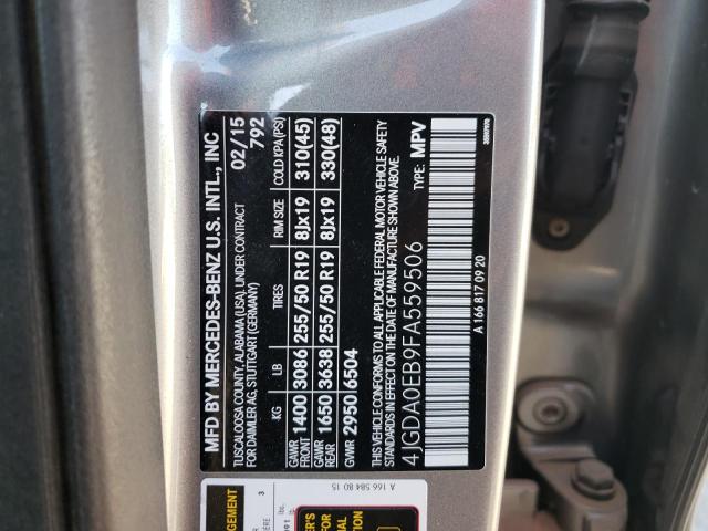 Photo 10 from auction – 2015 MERCEDES-BENZ ML 250 BLU with VIN 4JGDA0EB9FA559506