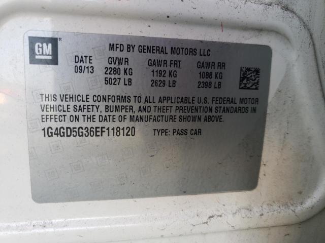 Photo 10 from auction – 2014 BUICK LACROSSE P with VIN 1G4GD5G36EF118120