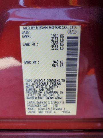 Photo 10 from auction – 2014 NISSAN ALTIMA 2.5 with VIN 1N4AL3AP2EC119673