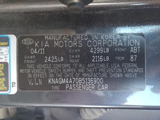 Photo 10 from auction – 2011 KIA OPTIMA LX with VIN KNAGM4A70B5136900