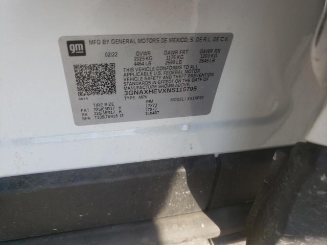 Photo 10 from auction – 2022 CHEVROLET EQUINOX LS with VIN 3GNAXHEVXNS115795