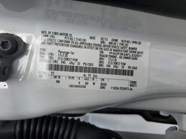 Photo 10 from auction – 2015 FORD FOCUS SE with VIN 1FADP3K24FL232501