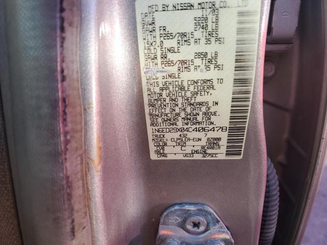 Photo 10 from auction – 2004 NISSAN FRONTIER C with VIN 1N6ED29X04C406478
