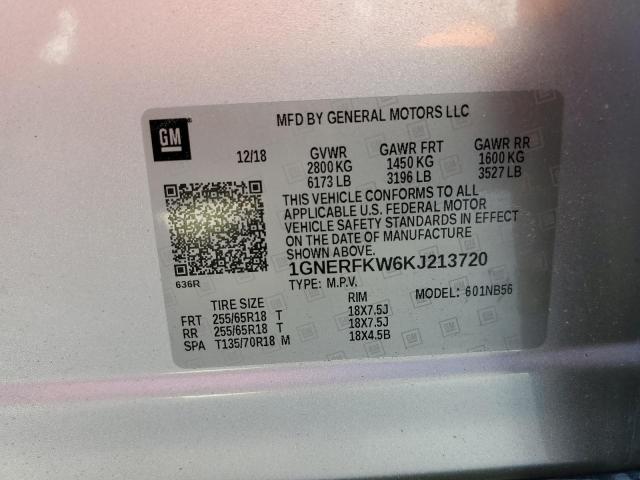 Photo 10 from auction – 2019 CHEVROLET TRAVERSE L with VIN 1GNERFKW6KJ213720