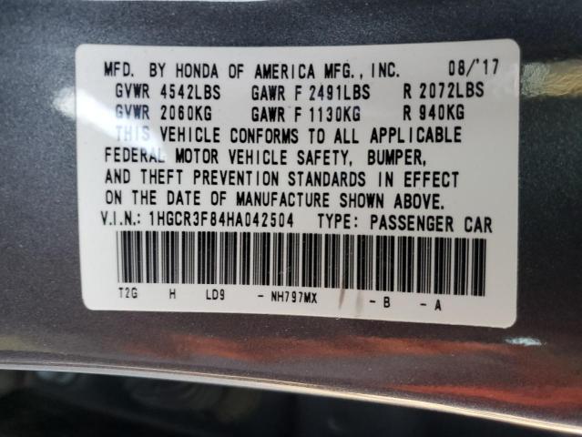 Photo 10 from auction – 2017 HONDA ACCORD EXL with VIN 1HGCR3F84HA042504
