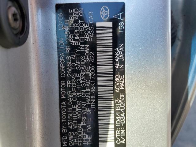 Photo 10 from auction – 2007 TOYOTA CAMRY CE with VIN JTNBE46K173061422
