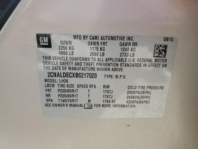 Photo 10 from auction – 2011 CHEVROLET EQUINOX LT with VIN 2CNALDECXB6217020