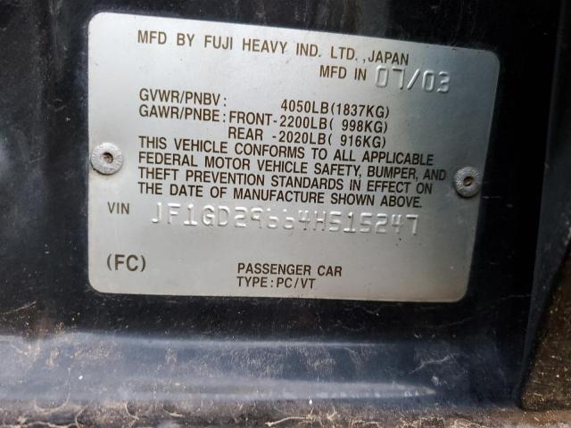 Photo 10 from auction – 2004 SUBARU IMPREZA WR with VIN JF1GD29664H515247
