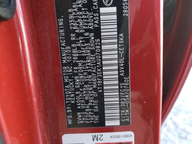 Photo 10 from auction – 2010 TOYOTA CAMRY BASE with VIN 4T1BF3EK1AU070826