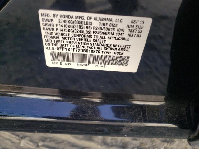 Photo 10 from auction – 2013 HONDA RIDGELINE with VIN 5FPYK1F72DB018876