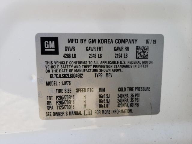 Photo 10 from auction – 2020 CHEVROLET TRAX 1LT with VIN KL7CJLSB2LB004602