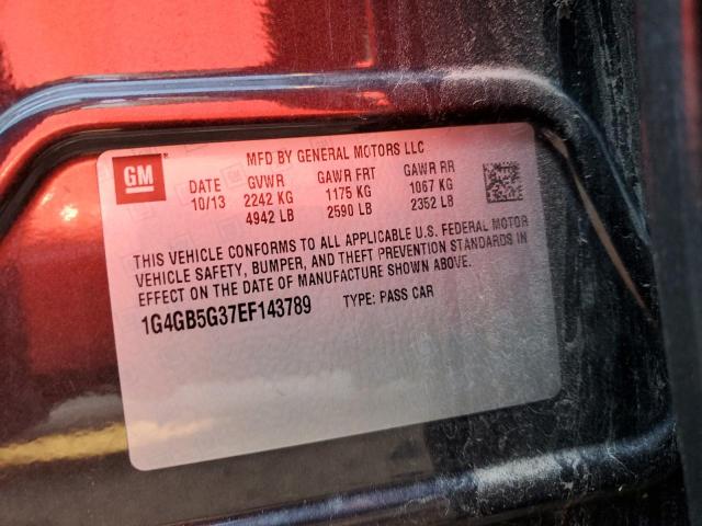 Photo 10 from auction – 2014 BUICK LACROSSE with VIN 1G4GB5G37EF143789