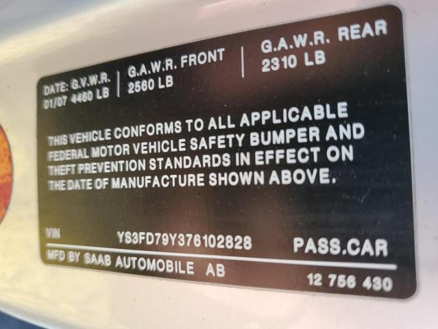 Photo 10 from auction – 2007 SAAB 9-3 2.0T with VIN YS3FD79Y376102828