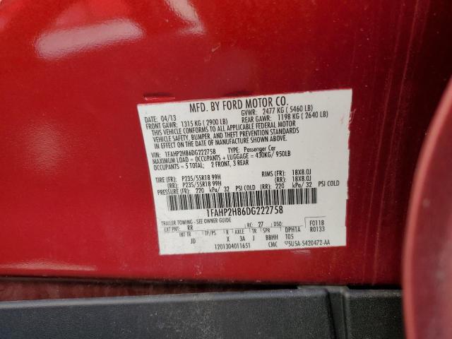 Photo 10 from auction – 2013 FORD TAURUS with VIN 1FAHP2H86DG222758