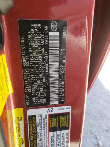 Photo 10 from auction – 2011 TOYOTA CAMRY BASE with VIN 4T1BF3EK8BU724917