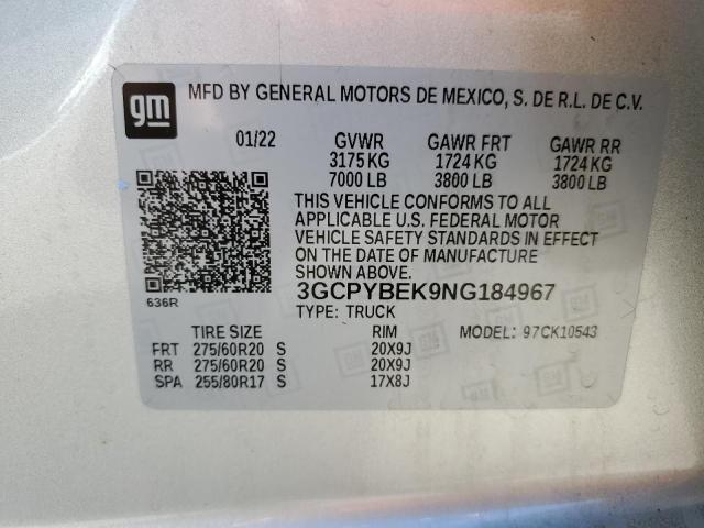 Photo 10 from auction – 2022 CHEVROLET SILVERADO with VIN 3GCPYBEK9NG184967