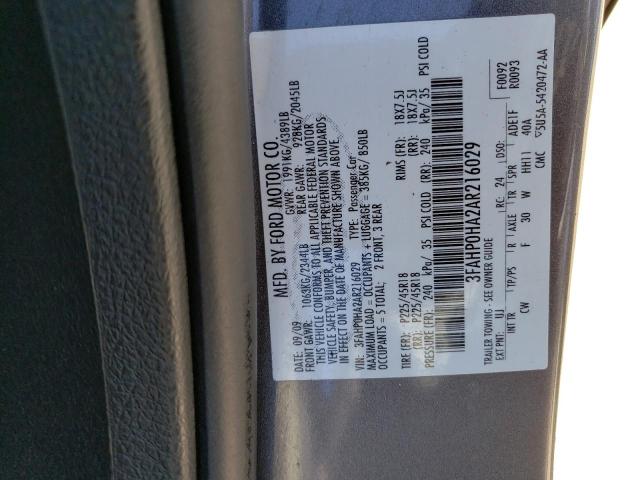 Photo 10 from auction – 2010 FORD FUSION SE with VIN 3FAHP0HA2AR216029