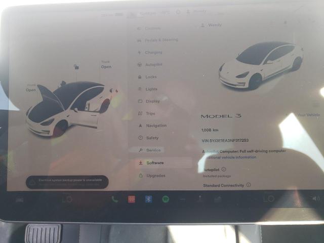 Photo 8 from auction – 2022 TESLA MODEL 3 with VIN 5YJ3E1EA3NF317253