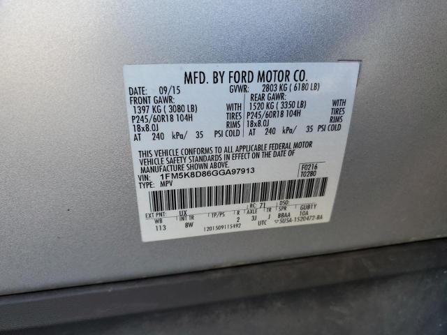 Photo 10 from auction – 2016 FORD EXPLORER X with VIN 1FM5K8D86GGA97913