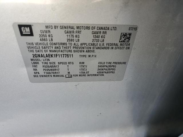 Photo 10 from auction – 2015 CHEVROLET EQUINOX LS with VIN 2GNALAEK1F1177611