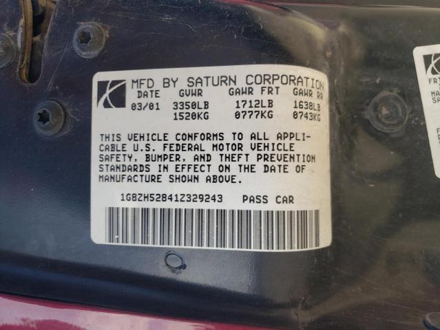 Photo 10 from auction – 2001 SATURN SL1 with VIN 1G8ZH52841Z329243