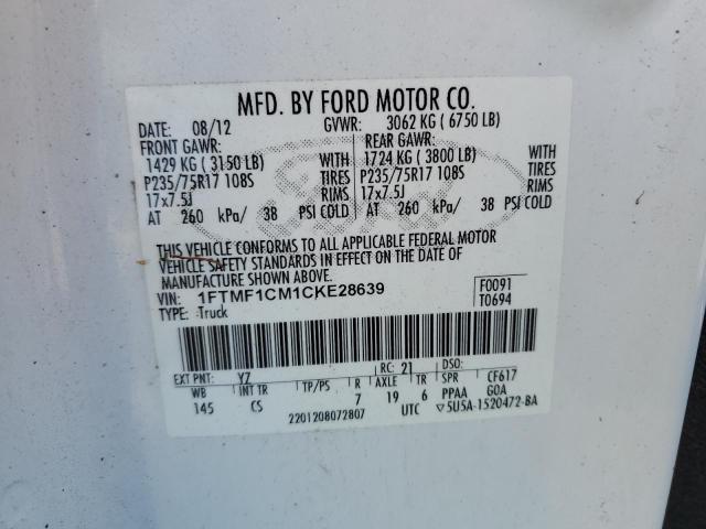Photo 10 from auction – 2012 FORD F150 with VIN 1FTMF1CM1CKE28639