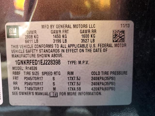 Photo 10 from auction – 2014 CHEVROLET TRAVERSE L with VIN 1GNKRFED1EJ228398