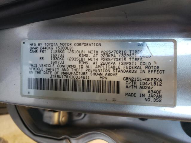 Photo 10 from auction – 2003 TOYOTA 4RUNNER LI with VIN JTEBU17RX30014611