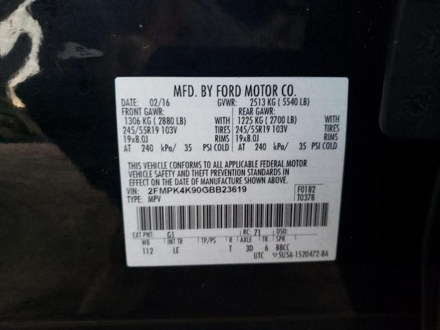 Photo 10 from auction – 2016 FORD EDGE TITAN with VIN 2FMPK4K90GBB23619