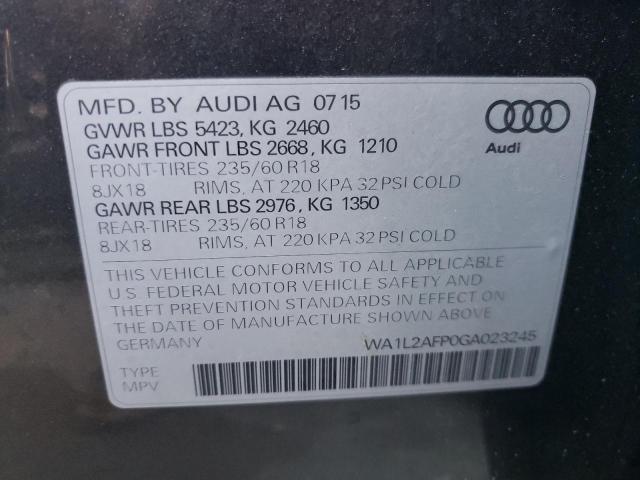 Photo 10 from auction – 2016 AUDI Q5 PREMIUM with VIN WA1L2AFP0GA023245