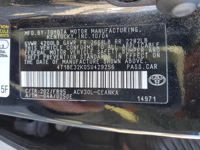 Photo 10 from auction – 2005 TOYOTA CAMRY LE with VIN 4T1BE32K05U429256