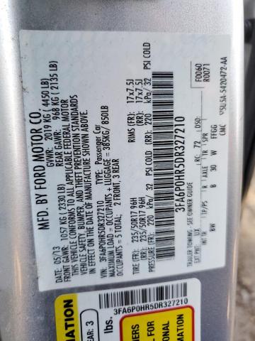 Photo 10 from auction – 2013 FORD FUSION SE with VIN 3FA6P0HR5DR327210
