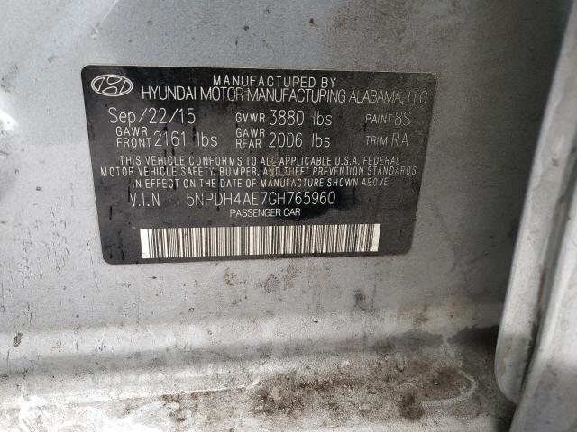 Photo 10 from auction – 2016 HYUNDAI ELANTRA SE with VIN 5NPDH4AE7GH765960