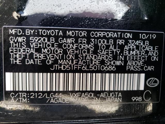 Photo 10 from auction – 2020 LEXUS LS 500 BAS with VIN JTHD51FF6L5010686