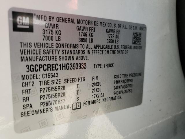 Photo 10 from auction – 2017 CHEVROLET SILVERADO with VIN 3GCPCREC1HG393933