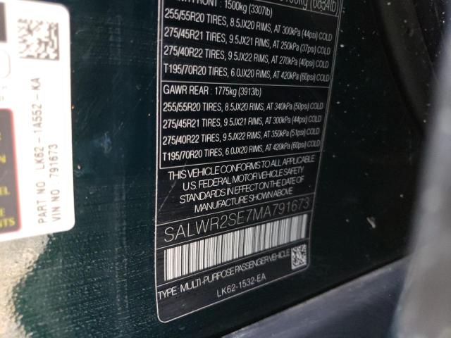 Photo 10 from auction – 2021 LAND ROVER RANGE ROVE with VIN SALWR2SE7MA791673