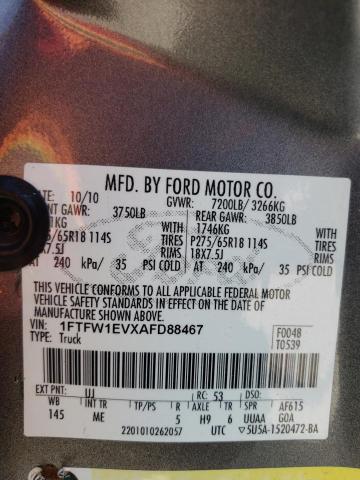 Photo 10 from auction – 2010 FORD F150 SUPER with VIN 1FTFW1EVXAFD88467