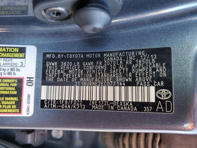 Photo 10 from auction – 2014 TOYOTA COROLLA L with VIN 2T1BURHE2EC077144