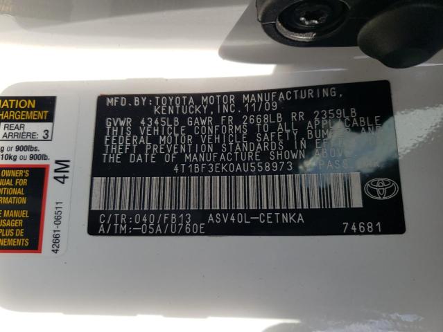 Photo 10 from auction – 2010 TOYOTA CAMRY BASE with VIN 4T1BF3EK0AU558973