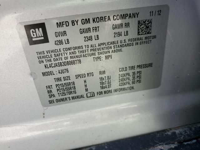Photo 10 from auction – 2013 BUICK ENCORE with VIN KL4CJASB3DB068778