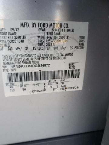 Photo 10 from auction – 2013 FORD EXPLORER L with VIN 1FM5K7F83DGB34872