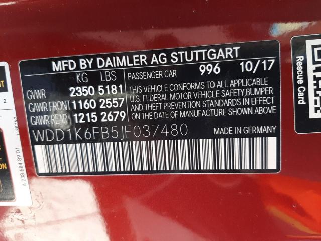 Photo 10 from auction – 2018 MERCEDES-BENZ E 400 with VIN WDD1K6FB5JF037480
